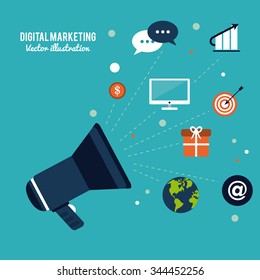 Digital Marketing concept with technology design, vector illustration 10 eps graphic.