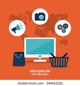 Digital Marketing concept with technology design, vector illustration 10 eps graphic.