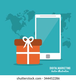 Digital Marketing concept with technology design, vector illustration 10 eps graphic.