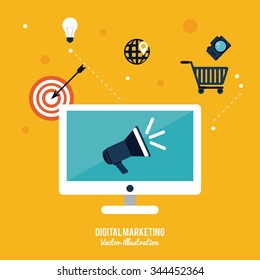 Digital Marketing concept with technology design, vector illustration 10 eps graphic.