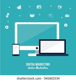 Digital Marketing concept with technology design, vector illustration 10 eps graphic.