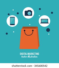 Digital marketing concept with technology icons design, vector illustration 10 eps graphic.