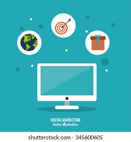 Digital marketing concept with technology icons design, vector illustration 10 eps graphic.
