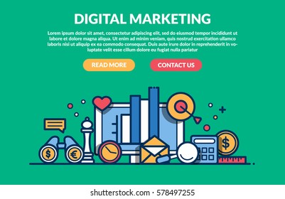 Digital Marketing Concept for web site. Vector illustration