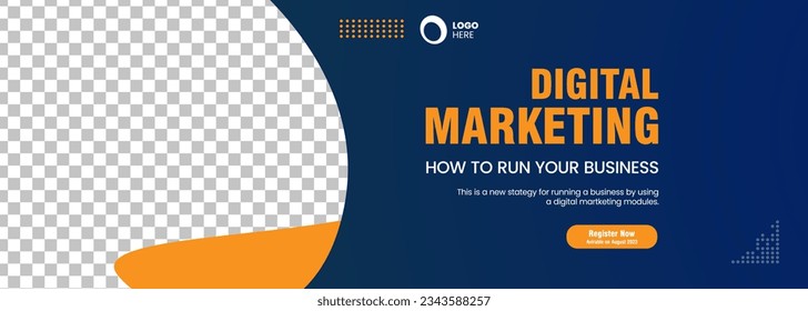 Digital Marketing concepts, gradient purple curve banner design, used for vector banner templates for presentation