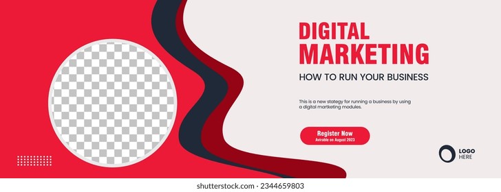Digital Marketing concepts, red and whitecolor curve banner design, used for vector banner template Design