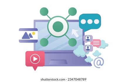 Conceptos de marketing digital.sobre fondo blanco.Ilustración de diseño de vectores.