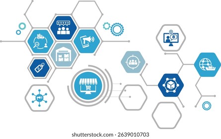 Digital marketing. Containing seo, content, website, social media, sales and online advertising. Solid vector symbol collection.