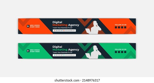 Digital Marketing Corporate Business Channel Art Cover Template And Footer Banner Design