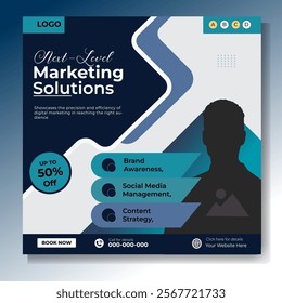 Digital marketing and corporate business service social media post banner template design