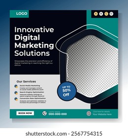 Digital marketing and corporate business service social media post banner template design