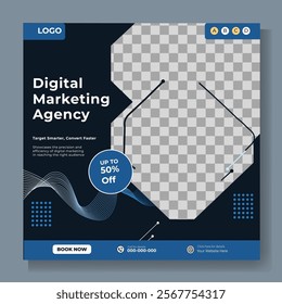 Digital marketing and corporate business service social media post banner template design