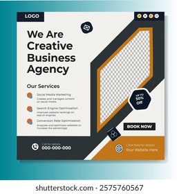 Digital marketing and corporate business service social media post banner template design