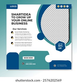 Digital marketing and corporate business service social media post banner template design