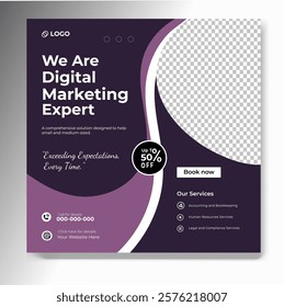 Digital marketing and corporate business service social media post banner template design