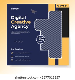 Digital marketing and corporate business service social media post banner template design