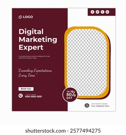 Digital marketing and corporate business service social media post banner template design