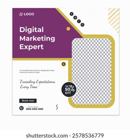 Digital marketing and corporate business service social media post banner template design