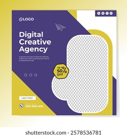 Digital marketing and corporate business service social media post banner template design