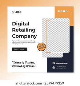Digital marketing and corporate business service social media post banner template design