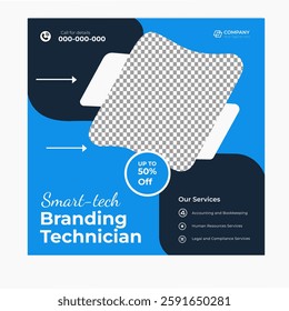 Digital marketing and corporate business service social media post banner template design