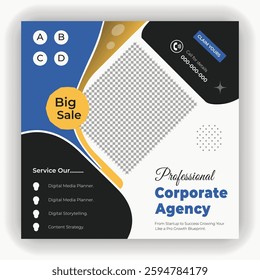 Digital marketing and corporate business service social media post banner template design