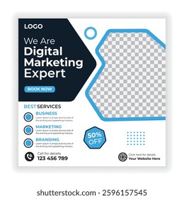 Digital marketing and corporate business service social media post banner template design