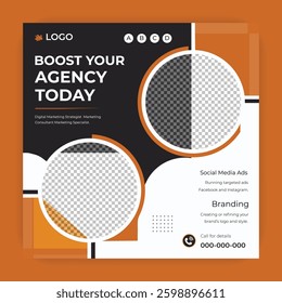 Digital marketing and corporate business service social media post banner template design