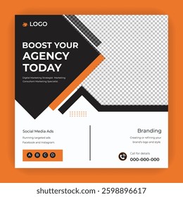 Digital marketing and corporate business service social media post banner template design