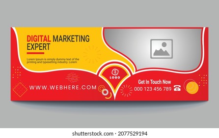 Digital marketing corporate social media facebook cover template Free Vector