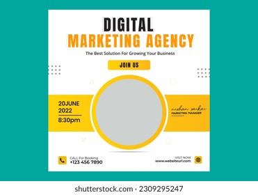 Digital marketing and corporate social media post and web banner design template	