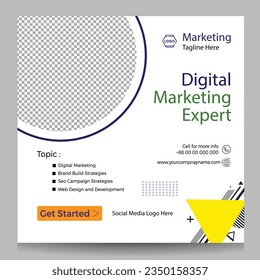 Digital marketing and corporate social media post banner and square corporate flyer template Free Vector