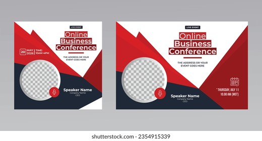 digital marketing corporate social media business conference live webinar invitation and instagram post template. 