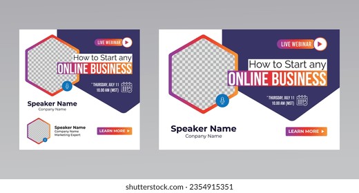 digital marketing corporate social media business conference live webinar invitation and instagram post template. 