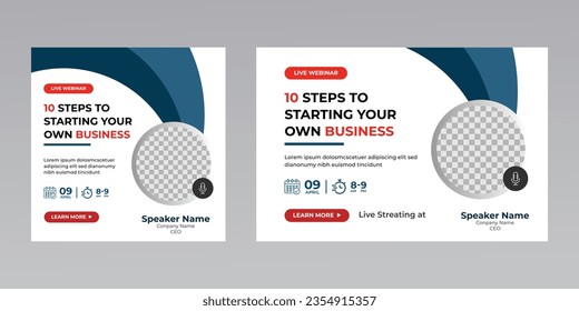 digital marketing corporate social media business conference live webinar invitation and instagram post template. 