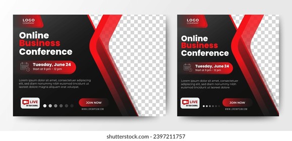 digital marketing corporate social media business conference live webinar invitation and social media post template. vector	