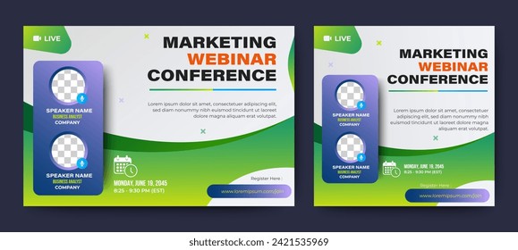 digital marketing corporate social media business conference live webinar invitation and social media post template. vector