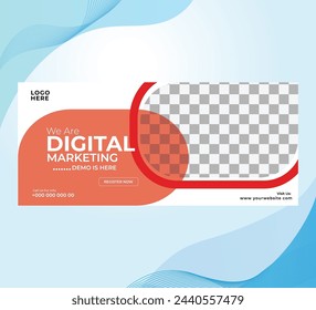 Digital marketing and corporate web banner and social media post design template.with white and red.