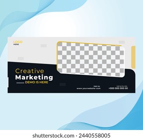 Digital marketing and corporate web banner and social media post design template.with black and white with bright yellow shapes.