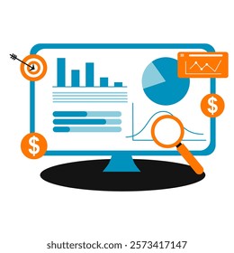 Digital Marketing Data Visualization Illustration. Visualized Marketing Insights Illustration.