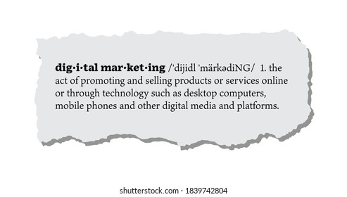 Digital Marketing Definition On A Torn Piece Of Paper