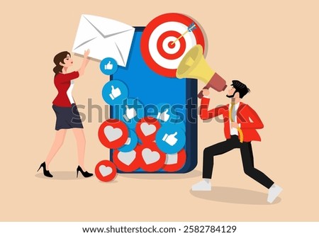 Similar – Image, Stock Photo Man speaking over the retro telephone
