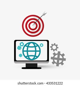 Digital Marketing design. Communication and ecommerce. Colorful, vector