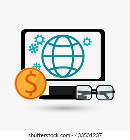 Digital Marketing design. Communication and ecommerce. Colorful, vector