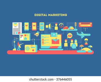Digital marketing design flat