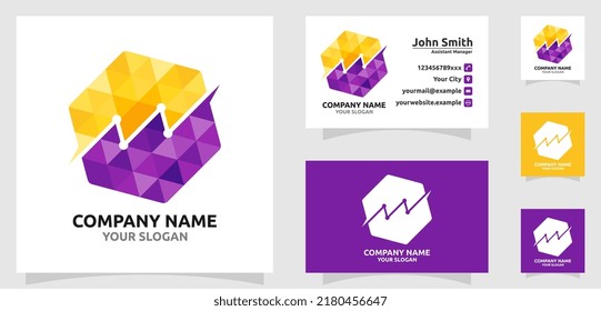 Digital marketing with diamond hexagonal geometric logo