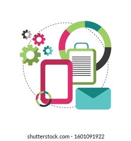 Digital marketing & e commerce banner with white background