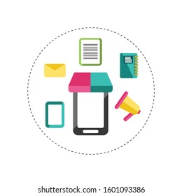 Digital marketing & e commerce banner with white background