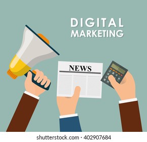 Digital marketing and ecommerce design, vector illustration