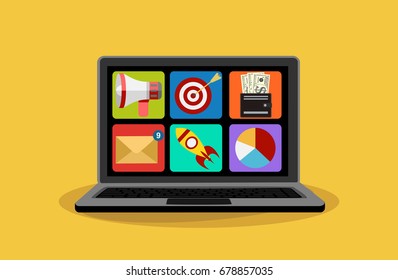 Digital marketing and ecommerce graphic design, vector illustration